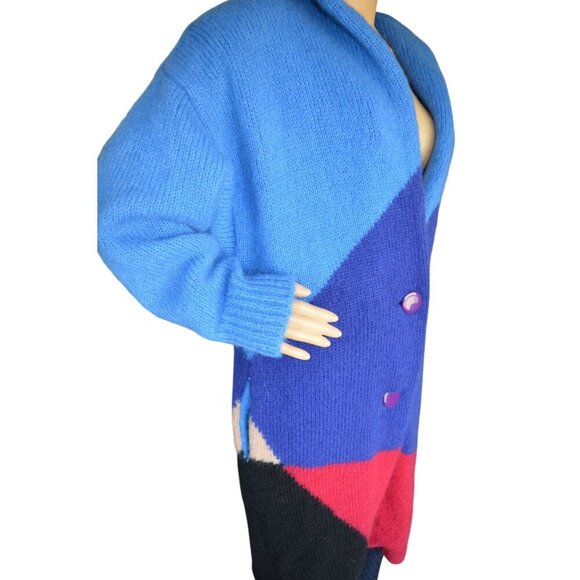 Vintage 70s Falcon Italian Design Avant Garde Wool Mohair Knit Coat Women Small - Picture 4 of 12
